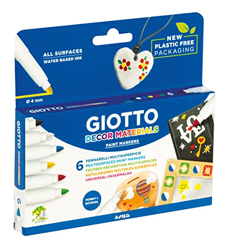GIOTTO Decor Materials, Rotuladores Multisuperficie , Punta Media, Punta 4 mm., Estuche sin plástico, Colores Surtidos,...