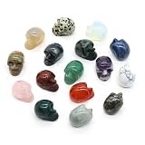 LE SKY 6 Pcs Natural Stone Decorations Skull Shape No Hole Healing Reiki Energy Quartz Crystal Palm Gemstones Statue Charms for Home Office Table Ornament Artwork