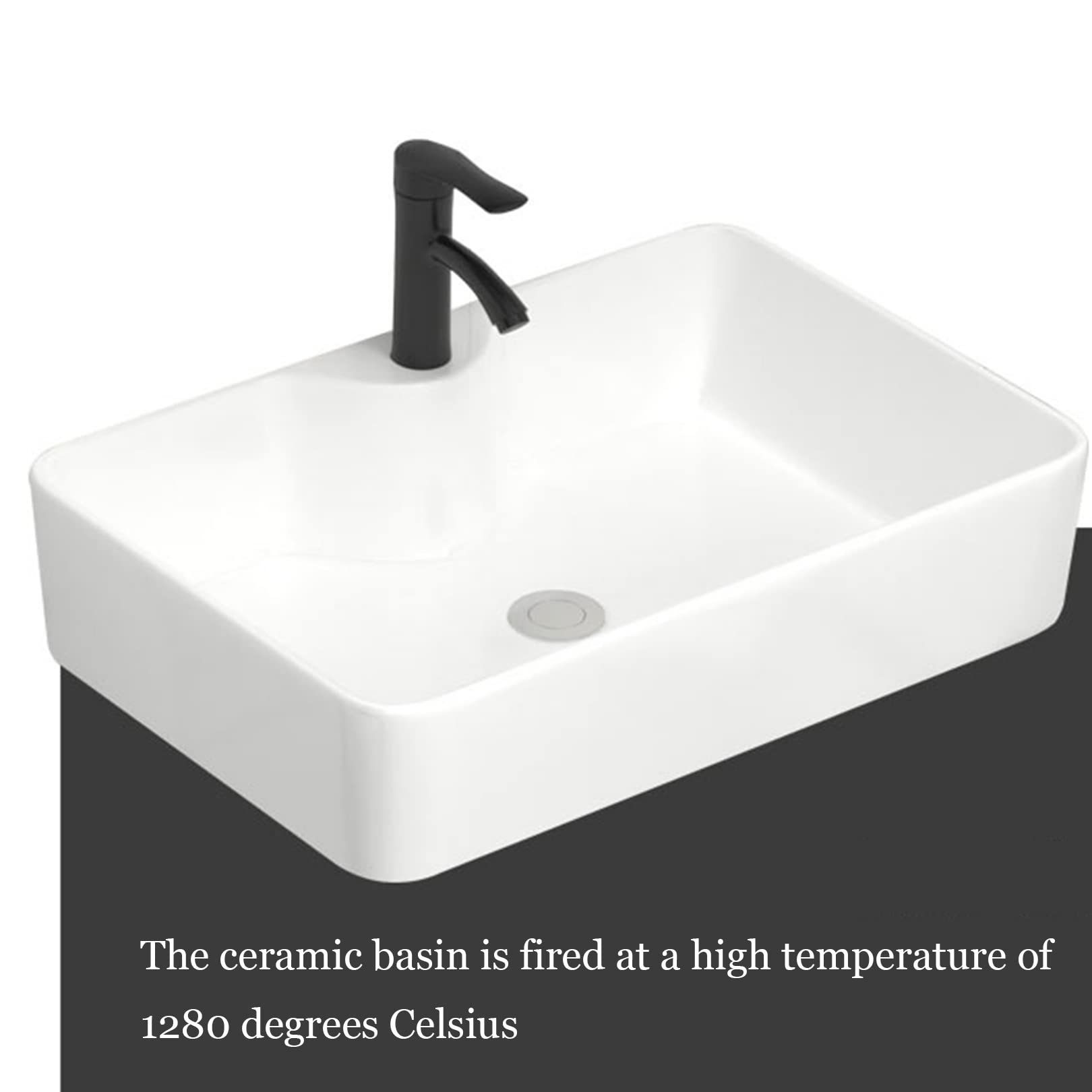 Lavabo de baño familiar exquisito de cerámica blanca para la familia, exquisito lavabo con pedestal independiente, lavadero familiar, exquisito lavabo de porcelana, blanco, 48 x 37 cm