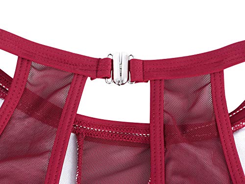 WonderBabe Maiô feminino verão fashion maiô controle do abdômen maiô saia enrugada maiô maiô Vermelh