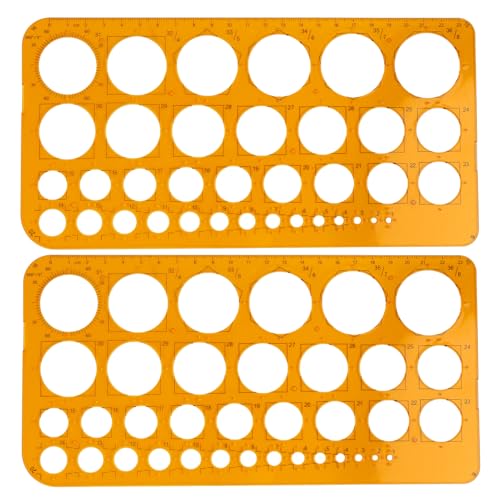2 PCS Pochoirs,pochoirs géométriques en Forme de Cercle,Pochoir circulaire modèleCircular Stencil Circle Template Plastic Drawing Stencil with 36 Circles...