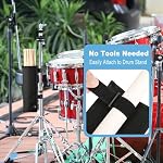 Drumstick Holder Drum Sticks Holder Bag for Drumsticks Brushes Mallets Up to 10 Pairs, Two Straps Attach to Drum Kit & Music Stand (Large)
