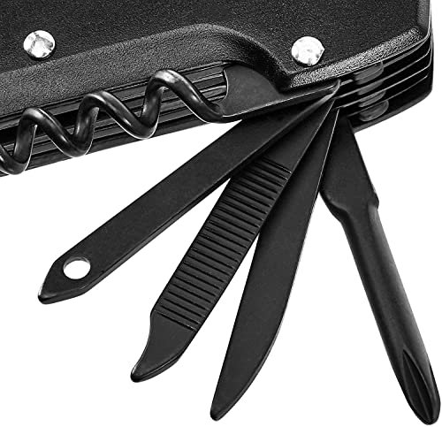 Image of Outdoor 15 in 1 Multi Functional Multitools Foldable Compact All in One Pocket Size Camping Accessories with Nylon Cover - Jet Black