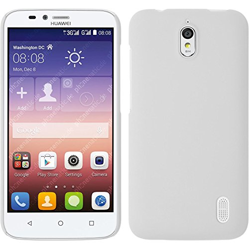 PhoneNatic Custodia Rigida Compatibile con Huawei Y625 - gommata Bianco - Cover + Pellicola Protettiva