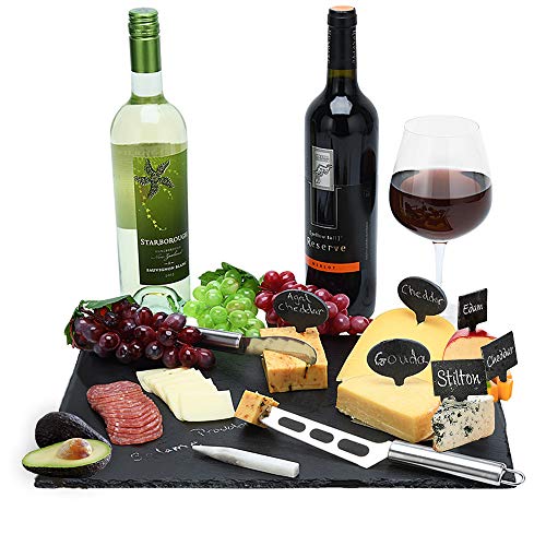 Slate Serving Cheese Board Plate and Platter Dessert Tray for Dinner Parties and Entertaining Pack of 2 (8" x 12")