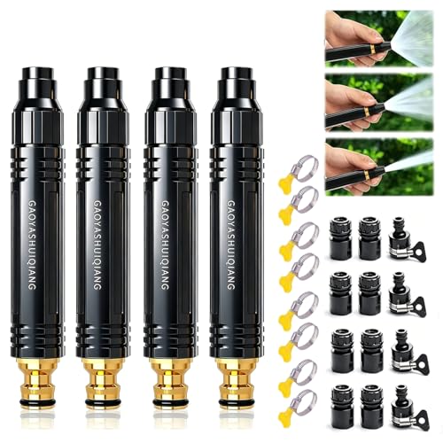 4Pcs High Pressure Hose Nozzle-Heavy Duty Adjustable Twist Hose Nozzle Jet Sweeper Nozzle，Home High Pressure Car Wash Water Gun，Pressure Power Washer Nozzle for Garden Hose & Outdoor Cleaning