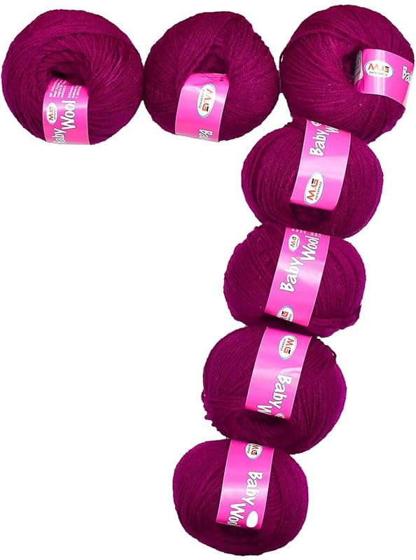 Image of M.G Enterprise Prime Baby Wool 100% Acrylic Yarn Deep Magenta 14 Pc 4 ply Ball Hand Knitting Wool /Art Craft Soft Fingering Crochet Hook Yarn- Art-AFJA