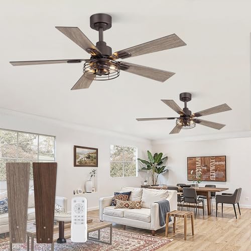 Image of Fanbulous 42 Inch Farmhouse Rustic Ceiling Fan with Light & Remote, 2 Pack