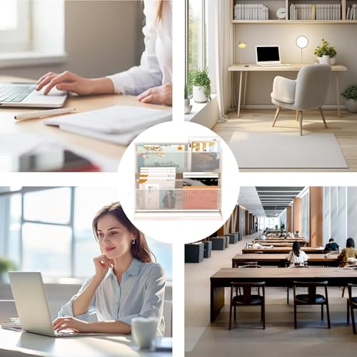 Support de littérature de bureau avec double bac de rangement pour livrets