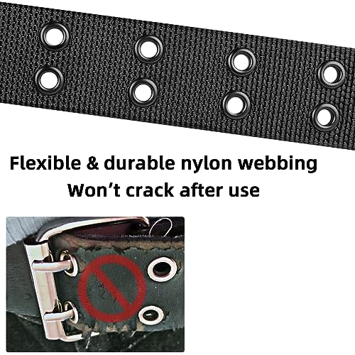 Double Prong Belt Plus Size 39 to 71'' Black Grommet Nylon Belts for Men Women Unisex4