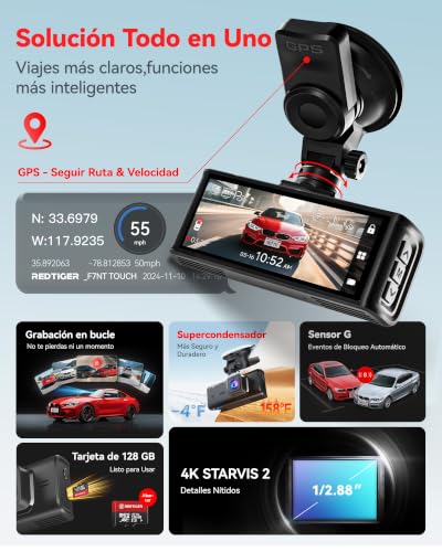 Cámara coche 4K para viajes familiares con visión nocturna UHD y control por voz en ruta 3