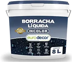 Borracha Líquida Incolor Euro Decor 8Kg Impermeabiliza Telhados e Calhas