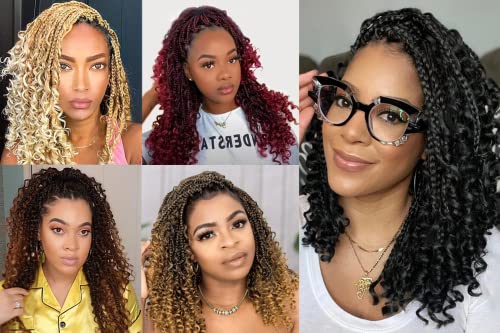Boho Box Braids Crochet Hair for Black Women 10 Packs Goddess Box Braids Crochet Hair 14 Inch Crochet Braids with Curly Ends Professional Braiding Hair Extension Black (14 inch, brown)