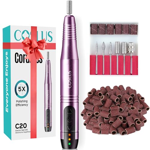 Image of COSLUS Cordless Nail Drill Electric File: Professional for Acrylic Gel Dip Powder Nails Portable Nail Drill Machine Kit for Manicure Pedicure Nail Set with Everything Rechargeable Lightweight