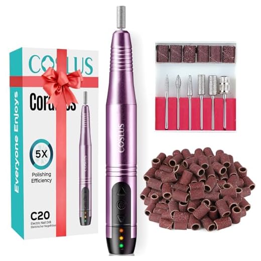 COSLUS C20 Cordless Nail Drill Electric File: Professional for Acrylic Gel Dip Powder Nails Portable Nail Drill Machine Kit for Manicure Pedicure Nail Set with Everything Rechargeable Lightweight