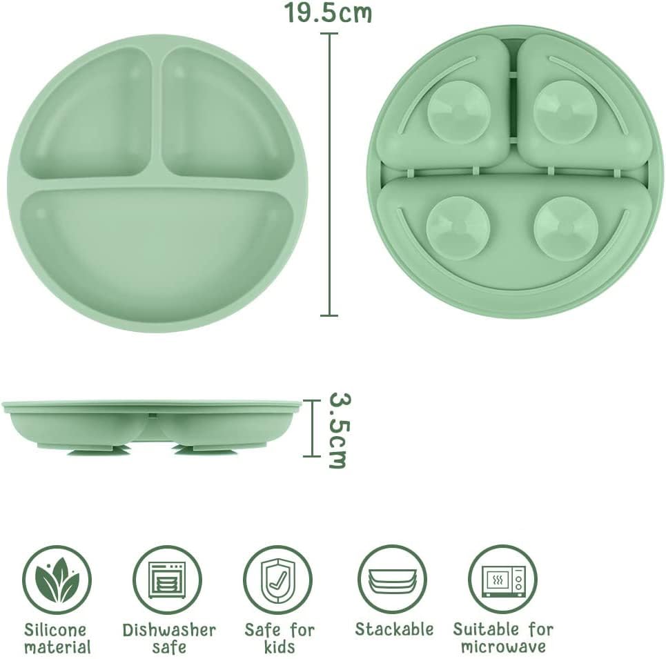 Bubba Bear Lot De 3 Bols En Silicone Pour Bébé Avec Ventouse - Antidérapants - Avec Aspiration - Passent Au Micro-ondes - Pour Bébé - Sans BPA - Pour Enfants
