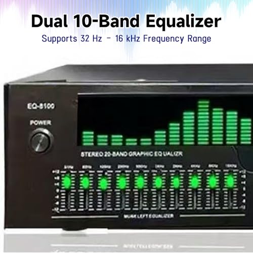 31 Band Digitaler Equalizer, Audio Visualisierer Mit LED Spektrumanzeige, Professioneller Grafik EQ Mit 31 Dynamischen Kanälen, Dual 10-Fach Unabhängige Klangregelung, Audio Soundprozessor Für Studio