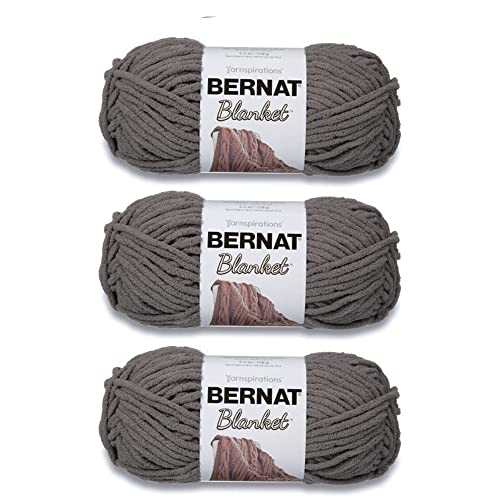 Image of Bernat Blanket Yarn Super Bulky Soft Chenille Yarn, Dark Gray, 3-Pack | #6 Super Bulky Yarn, 100% Polyester, Soft Fluffy Blanket Yarn for Crochet, Knitting & Crafts, 108yds, 150g /5.3oz per skein