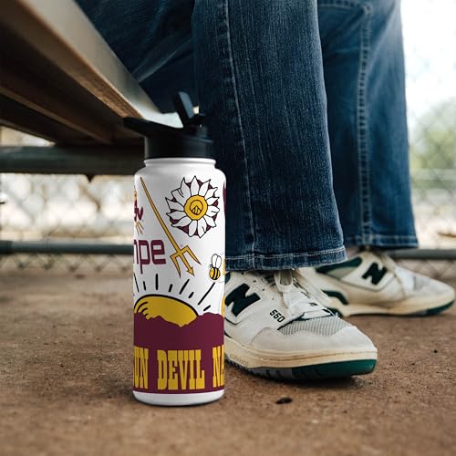 Image of Logo Brands NCAA Native 34 oz Quencher Water Bottle - | Local Icons Design | Double-Wall Insulated| Leak-Proof Lid & Built-In Straw