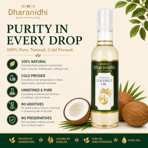 Image of DHARANIDHI Pure Cold Pressed Coconut Oil (Nariyal ka Tel) - 350ML