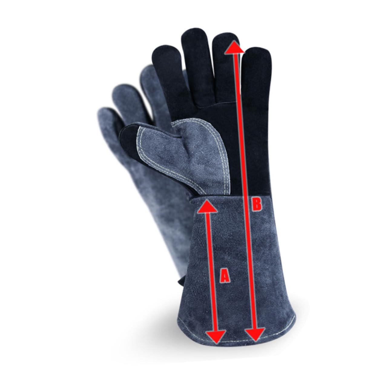 YARNOW Guanti Da Barbecue Resistenti Al Calore in Pelle Ignifughi Guanti Da Cucina Per Uso Esterno Grigio Nero