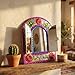 Casa Fiesta Designs Embossed Tin Mirror Mexican Folk Art Wall Decor Handmade - with Stand 10.5