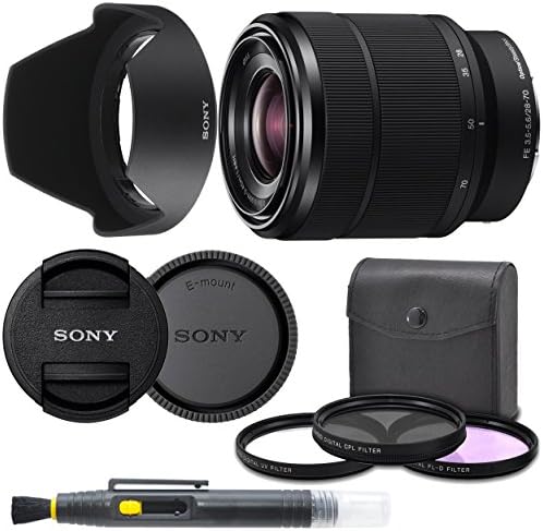 Sony 28-70mm F3.5-5.6 FE OSS Interchangeable Standard Zoom Lens with Pro Starter Kit, Includes: Filter Kit, Front Lens Cap, Rear Lens Cap, Lens Hood and Lens Pen - International Version