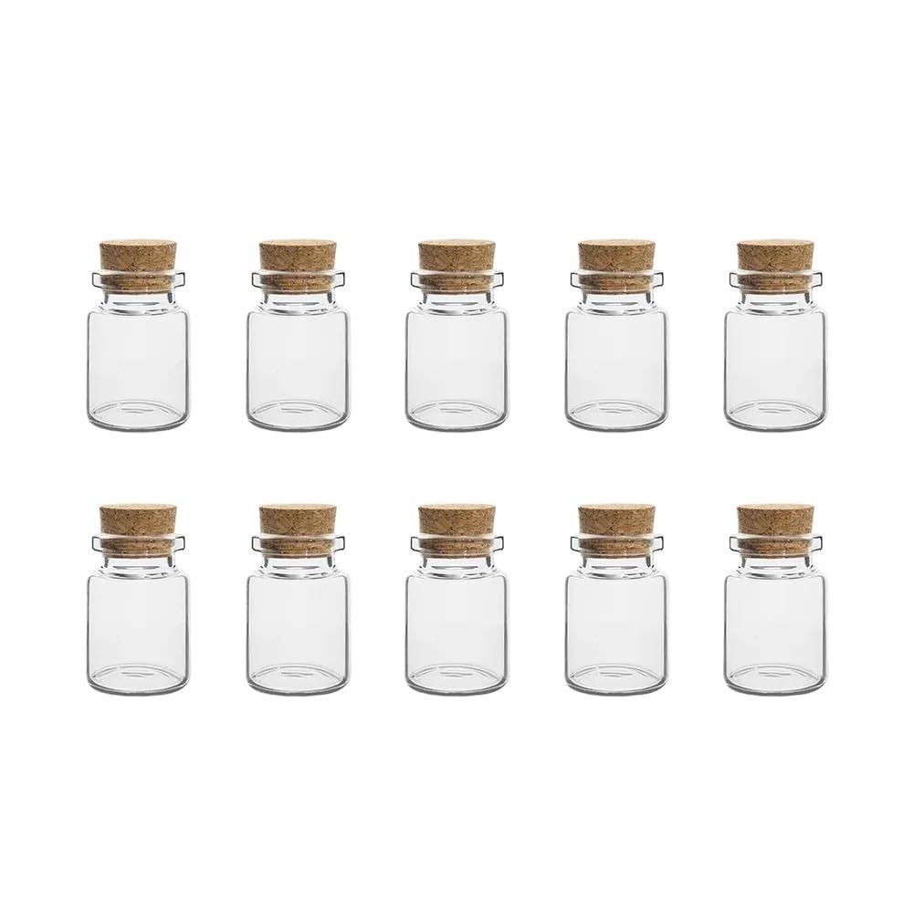 GOCENJIU Cork Stopper Jar 10pcs Mini Transparent Glass Bottles, Wedding Decor Jars Storage Vials with Cork Stopper for DIY Container