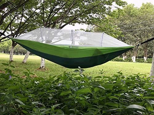 Image of DOLPHY Nylon Portable Camping Hammock with Mosquito Net for Hiking Travel Green & Perot