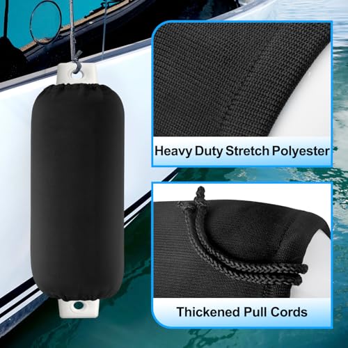 Boat Fender Covers, Boat Bumper Covers for Center Rope Tube Style Fenders, 4 Pack9 x 26" Marine Fender Covers,Black (Boat Fender Not Included) by BOATPRO - Image 3