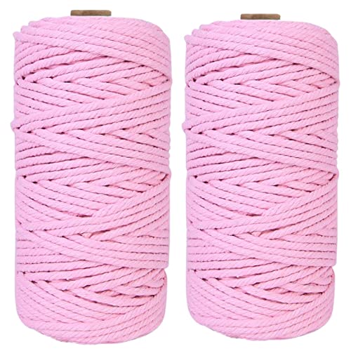 Image of ecofynd 100 Meters Natural Cotton Cord, Baby Pink Colour Dori, Rope for Handmade Plant Hanger, Thread for Wall Hanging Craft Making (Cord-BPK)