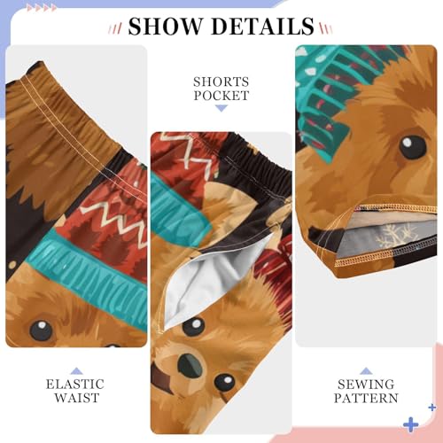 ZZXXB Pomeranian with Hats Boys Long Pants Soft Trousers Elastic Waist Kids Lounge Bottoms with Pockets S-XL4