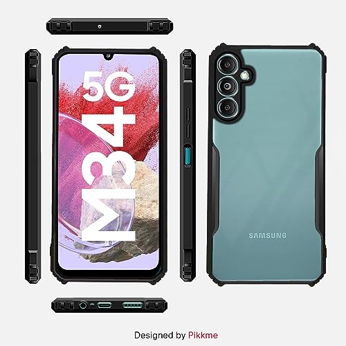 Image of Pikkme Samsung Galaxy M34 5G / F34 5G Back Cover | Crystal Clear Transparent Back | Ultra Hybrid | Full Camera Protection | Raised Edge | Bumper Back Case for Samsung Galaxy M34 5G / F34 5G (Black)