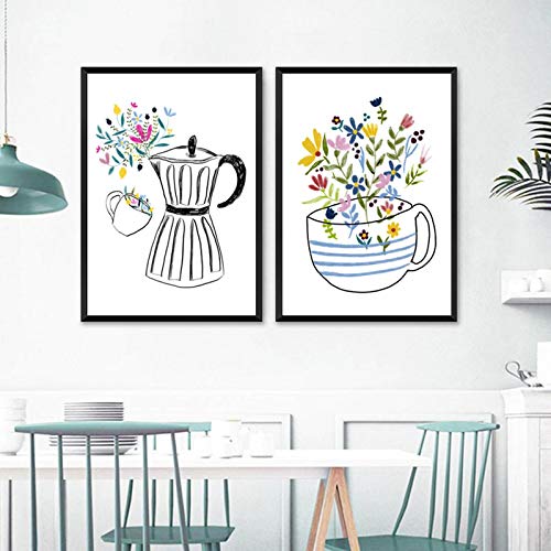Décoration murale cuisine chaleureuse avec toile imprimée tasse à café