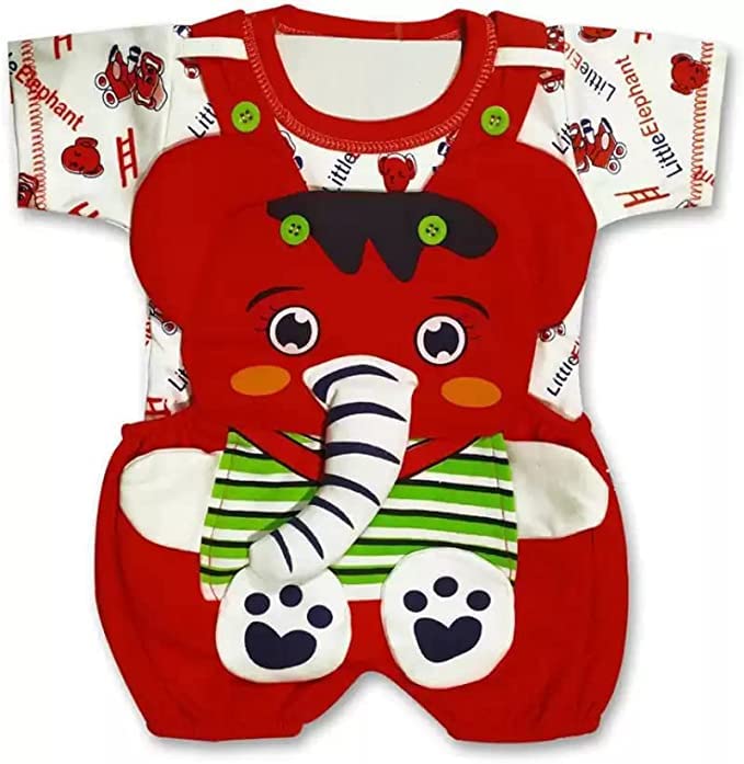 HOLYUnisex Baby Boy's Baby Girl's Jumbo The Elephant Dungaree Set  with T-Shirt For 0-6 6-12 Months Baby || Baby Boy Dresses || Clothes for  New