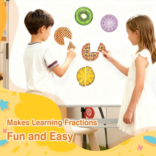 PraxiKidy Magnetic Fraction Tiles & Circles, Bars,Math Manipulatives 2nd, 3rd, 4th, 5th Grade,Fraction Manipulatives for Kids Teachers Demonstration Teaching Homeschool Supplies Classroom Whiteboard — view 5
