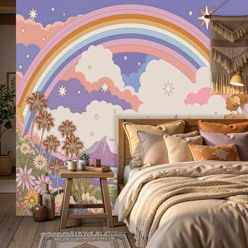 Papier peint montagnes arc-en-ciel pour transformer le salon en cocon