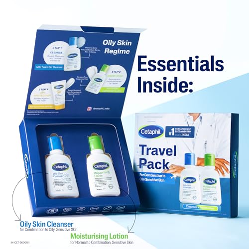 Image of Cetaphil Travel Pack - Oily Skin Essentials - Oily Skin Facewash Cleanser 60ml and Moisturizing Lotion 60ml - Cleanser + Moisturizer Travel Essentials