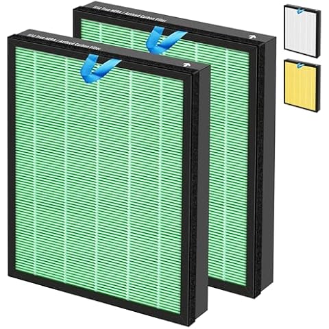 Pulluty Vital 100S HEPA Toxin Absorber Replacement Filter for LEVOIT Vital 100S/100S-P Air Purifier,3-in-1 H13 True HEPA High-Efficiency Activated Carbon Filter,Vital 100S-RF-TX, 2 Pack, Green Cover