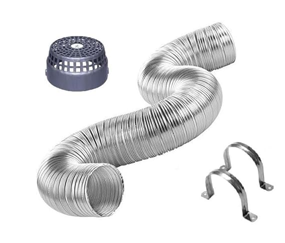 OICOTA Chimney Exhaust Pipe Expended upto 6 Feet with Cowl Cover, 2pcs Free Clamps and Aluminum Tape (6 INCH)