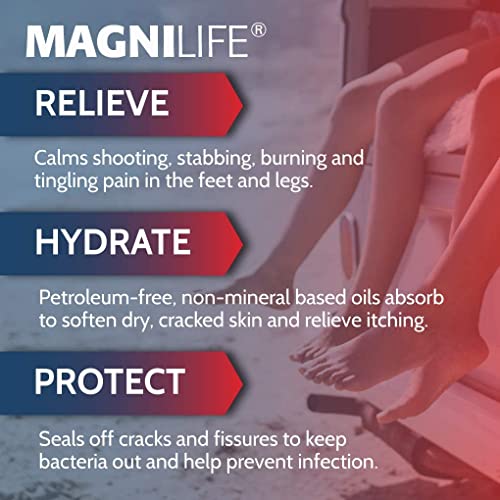 Image of MagniLife Pain Relieving Foot Cream, 4 oz Tube, Soothing Relief for Soreness, Pain, Burning, Tingling, Itching or Sensitivity in Feet & Legs, Moisturizing & Hydrating Foot Cream, No Petroleum