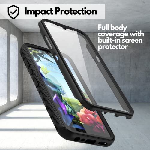 Cbus Heavy-Duty Phone Case With Built-In Screen Protector Cover For Lg Premier Pro Plus, Xpression Plus 3, Harmony 4 –– Full Body (Black) #TOP1