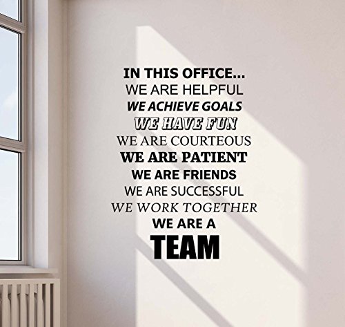 In This Office We Are A Team Wall Decal Sign Teamwork Office Quote Gift Inspirational Sayings Lettering Vinyl Sticker Motivational Office Decorations Home Bedroom Decor Wall Art Poster Mural Custom Print 747 #TOP8