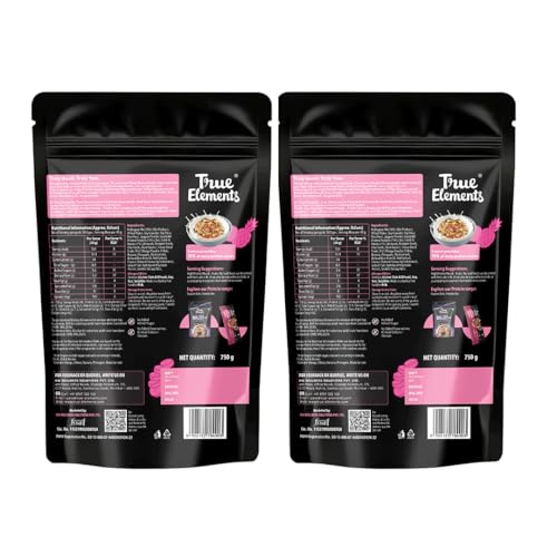 Image of True Elements High Protein Muesli Fruits, Nut And Seeds 400g (Pack Of 2) - Combo - 800gm | 26g Protein | Fruit,Nuts & Seeds | Healthy Breakfast Cereal | Rich in Nuts, Seeds & Wholegrains | No Added Preservatives