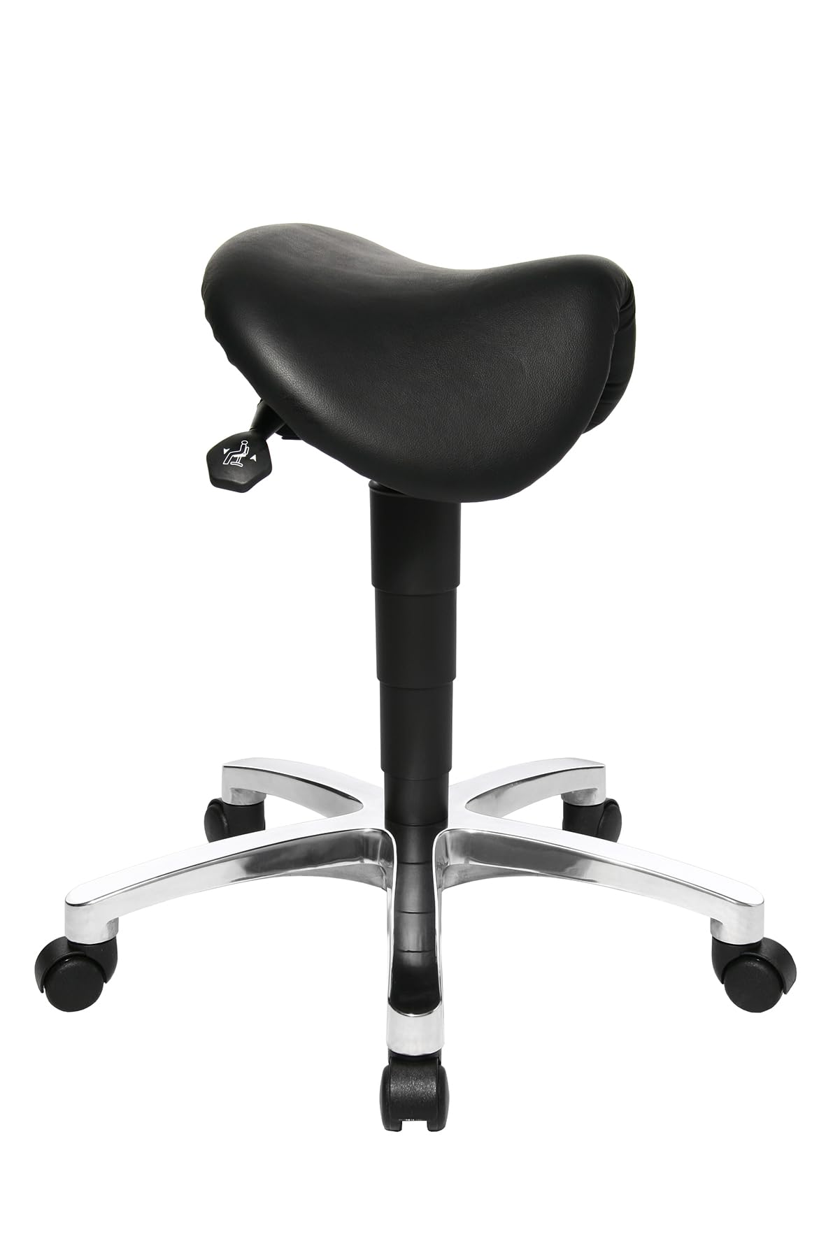 Topstar 70649A80Q taboret obrotowy, taboret na kółkach, taboret roboczy – Bonanza z siodełkiem/skóra, czarny