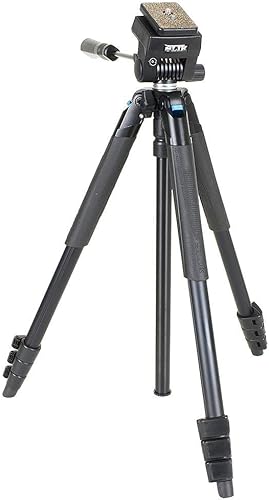 SLIK Video Sprint III Trípode de viaje con cabezal de video Sprint para cámaras sin espejoDSLR Sony Nikon Canon Fuji y más - Negro (617-521)
