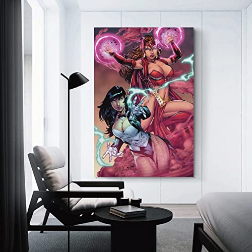 Asdfs Comic Wall Art Zatanna Zatara And Scarlet Witch Poster Prints On Canvas For Livingroom Bedroom Bathroom Office Paitngs Home Kitchen Painting Wall Decor 08X12Inch(20X30Cm) #TOP2