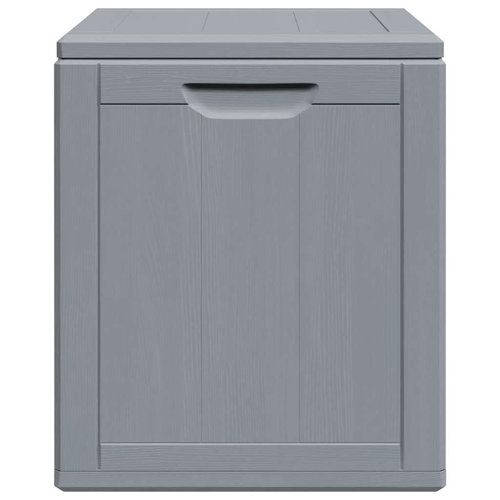 Garten-Aufbewahrungsbox 90 L Grau PP-Holzoptik wetterfest UV-beständig für Kissen, Auflagen, Geräte, Stauraum, Terrasse, Balkon, Outdoor, wasserdicht, abschließbar, mit Deckel und Rollen