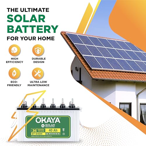Image of Okaya Solar ST 040H, 40Ah Tubular Battery for Home, Office & Shop with 36 Months Warranty