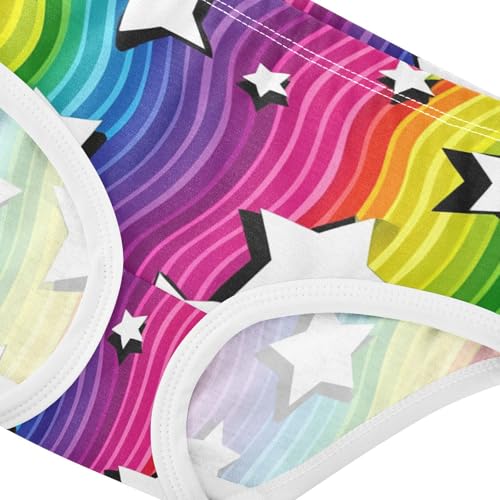 Fun Print Girls Underwear Toddlers 2t Cotton Panties for Girl Wavy Rainbow Stripes Stars Kids Undies Briefs4